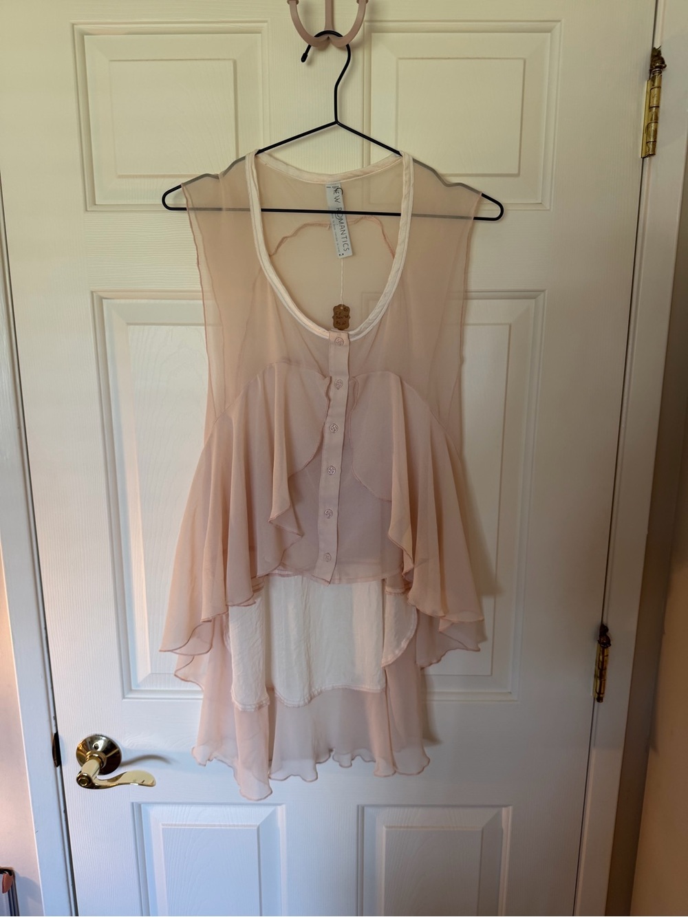 Free People Blush Pink Layered Chiffon Peplum Tank